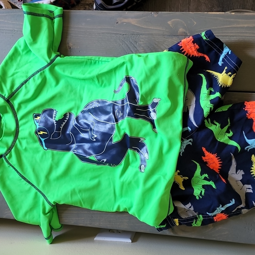 Carters neon dinosaur swim set 4t
